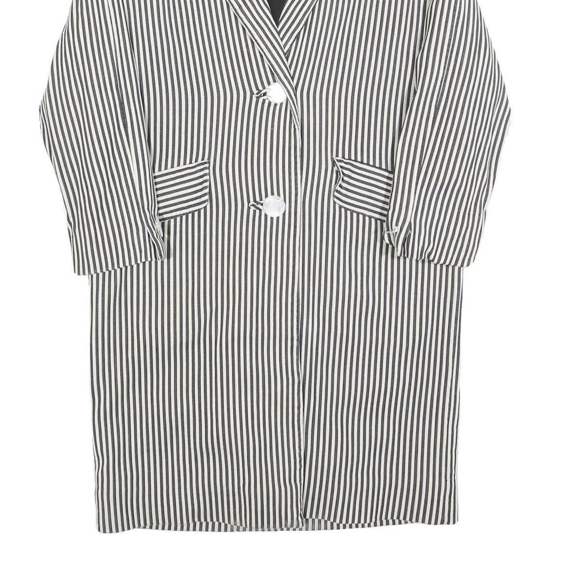 JAGUAR Womens Black & White Stripe Classic Jacket S Cotton Blend Button Closure