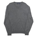 NAUTICA Mens Grey Plain Cotton Blend Jumper V-Neck Basic Knit L Casual Knitwear