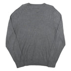 NAUTICA Mens Grey Plain Cotton Blend Jumper V-Neck Basic Knit L Casual Knitwear