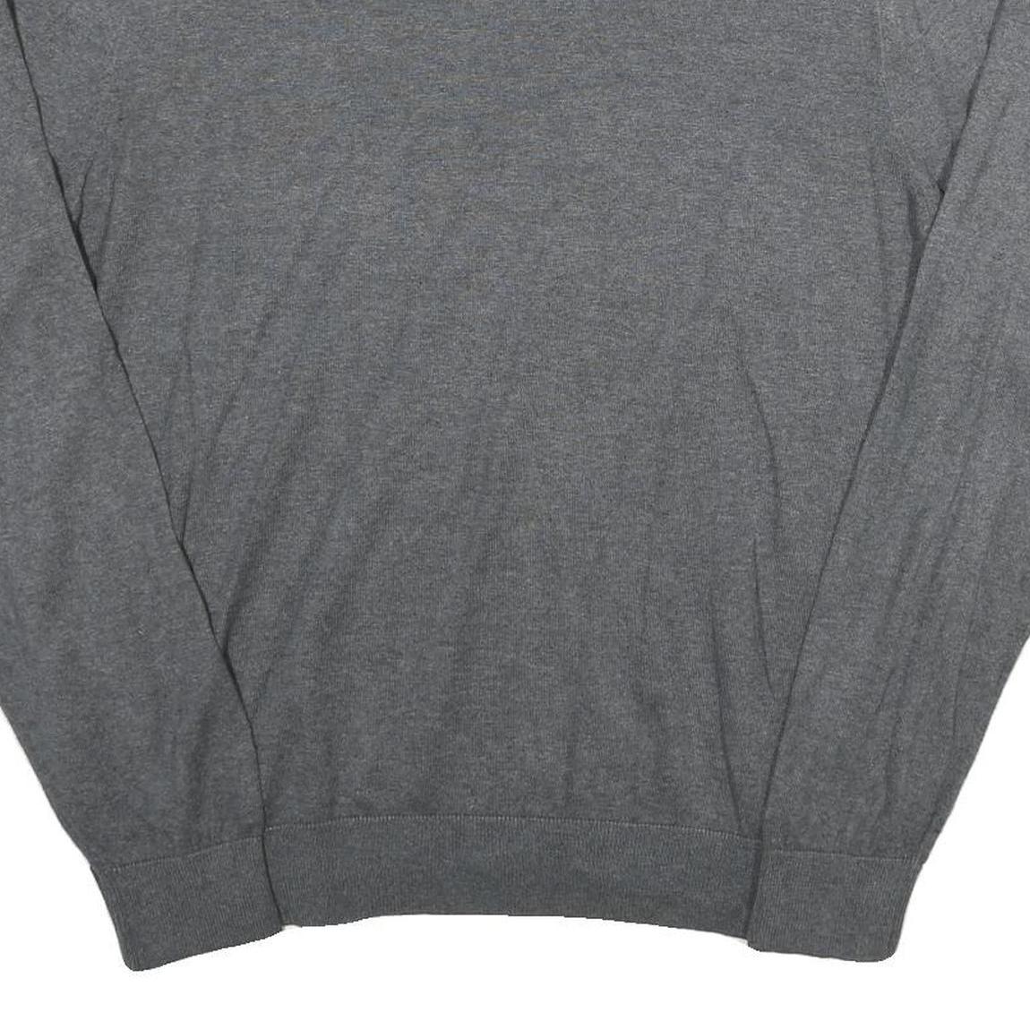 NAUTICA Mens Grey Plain Cotton Blend Jumper V-Neck Basic Knit L Casual Knitwear