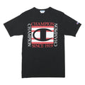 CHAMPION Mens Black Graphic T-Shirt S Short Sleeve Crew Neck Cotton Blend