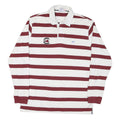 NAUTICAL Mens White & Burgundy Striped Long Sleeve Polo Shirt L Cotton Blend