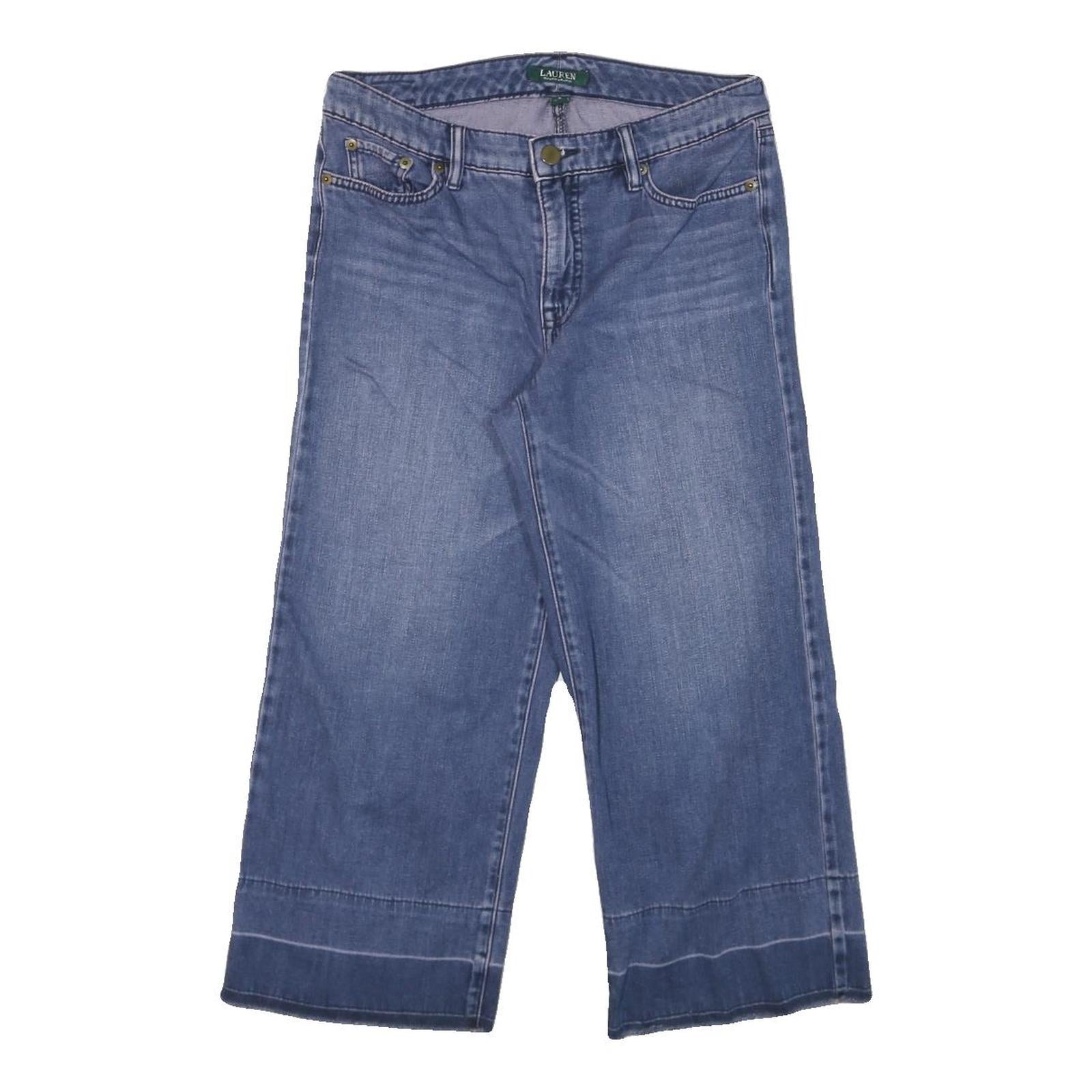 LAUREN RALPH LAUREN Womens Jeans Blue Relaxed Wide-Leg Denim Medium W28 L22
