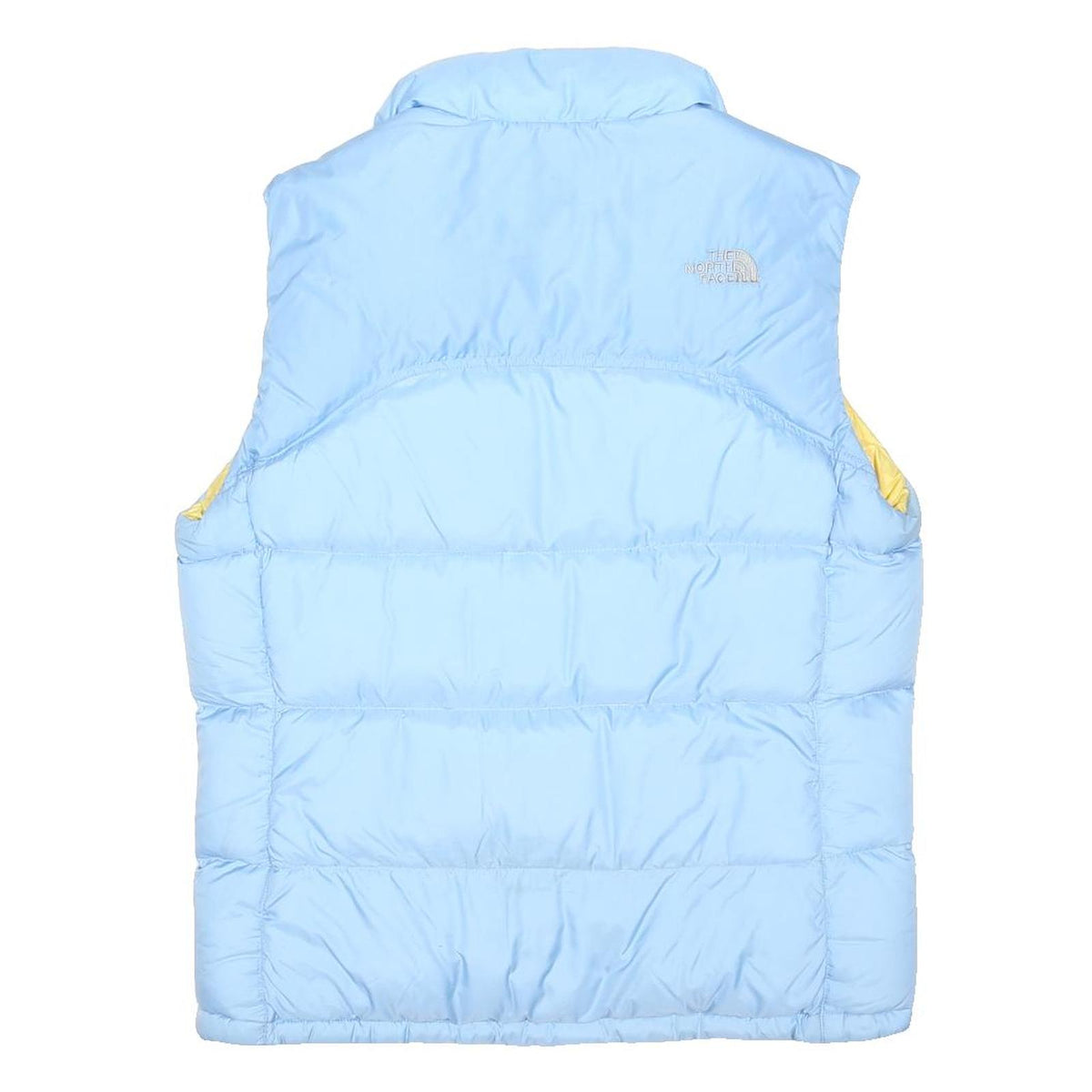THE NORTH FACE Womens Blue & Yellow Sleeveless Puffer Jacket L Polyester Blend