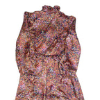 Womens A-Line Dress Pink Spotted Long Sleeve Long S