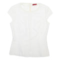 HUGO BOSS Womens White Printed Top Short Sleeve Round Neck Size S Stylish
