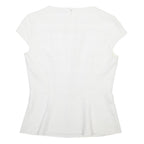 HUGO BOSS Womens White Printed Top Short Sleeve Round Neck Size S Stylish