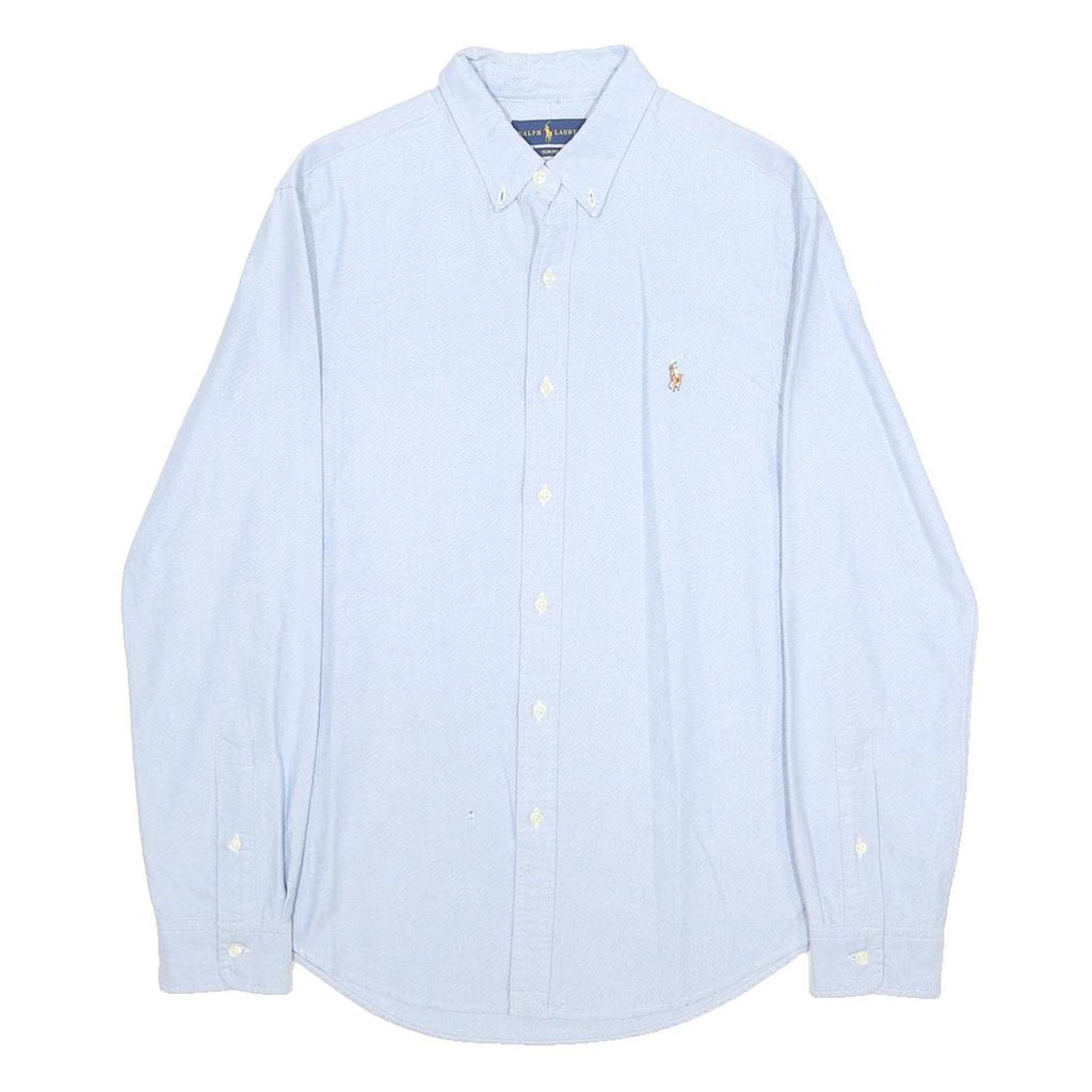 RALPH LAUREN Mens Blue Plain Shirt M Button Down Collar Long Sleeve Classic Fit