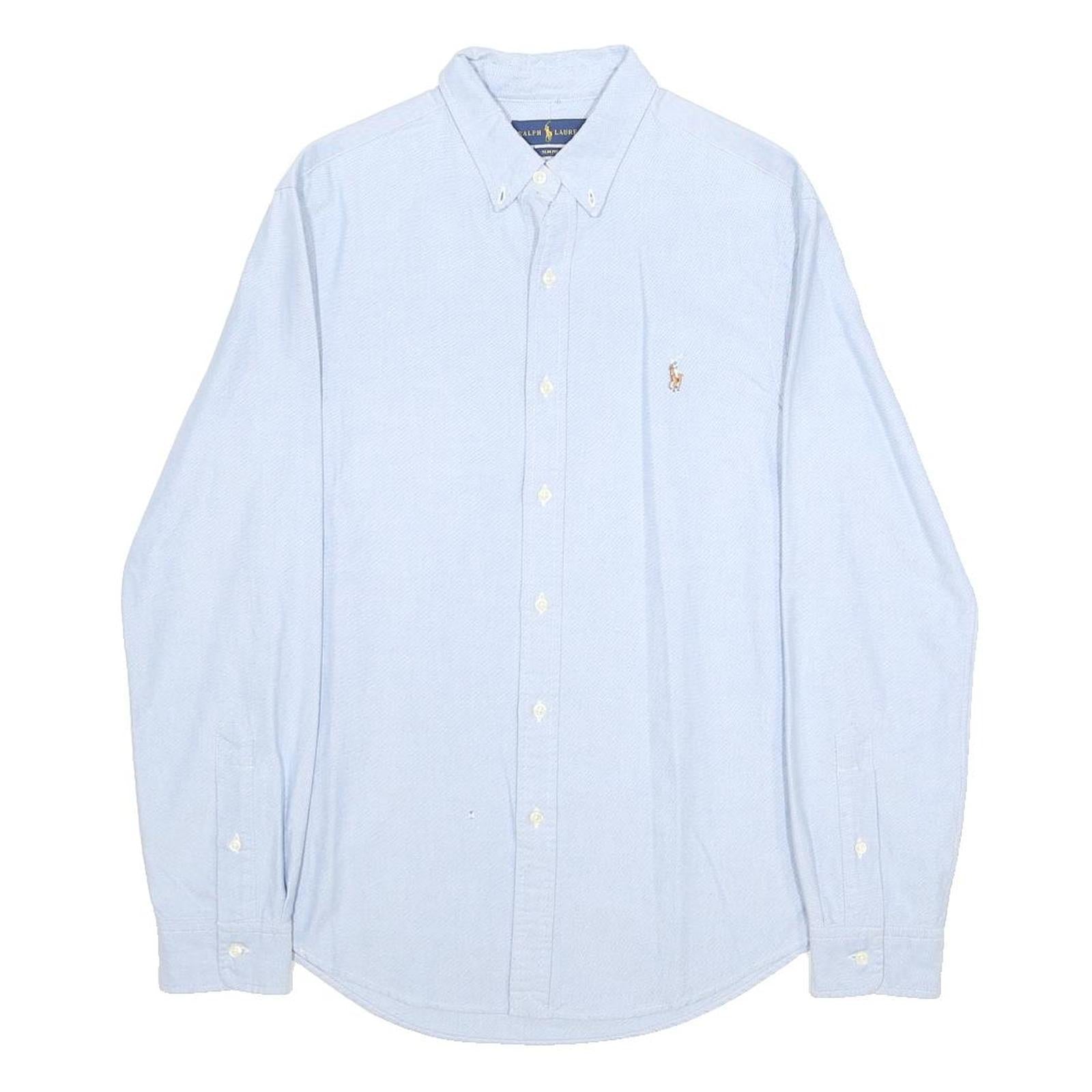 RALPH LAUREN Mens Blue Plain Shirt M Button Down Collar Long Sleeve Classic Fit