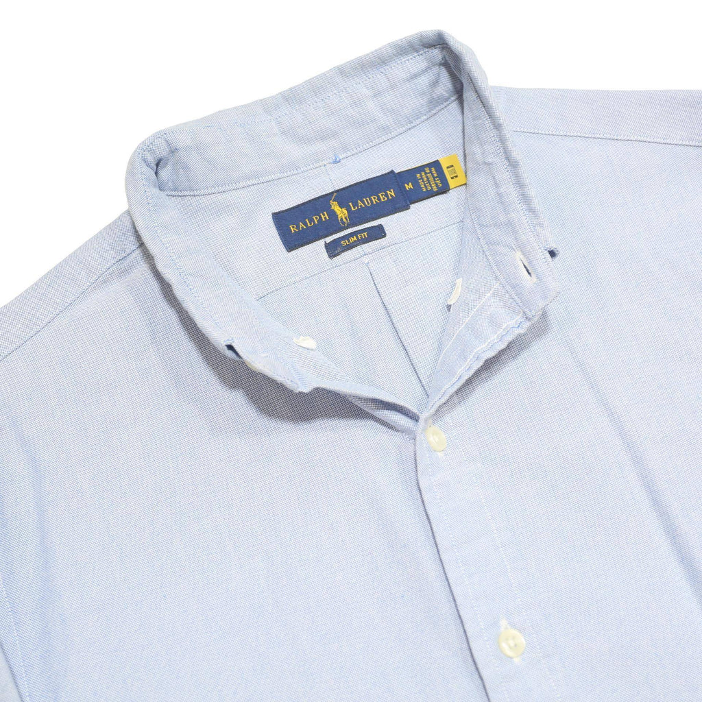 RALPH LAUREN Mens Blue Plain Shirt M Button Down Collar Long Sleeve Classic Fit