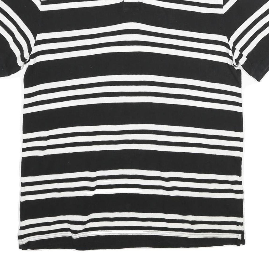 CHAPS Mens Black & White Striped Short Sleeve Polo Shirt L Cotton Casual Summer