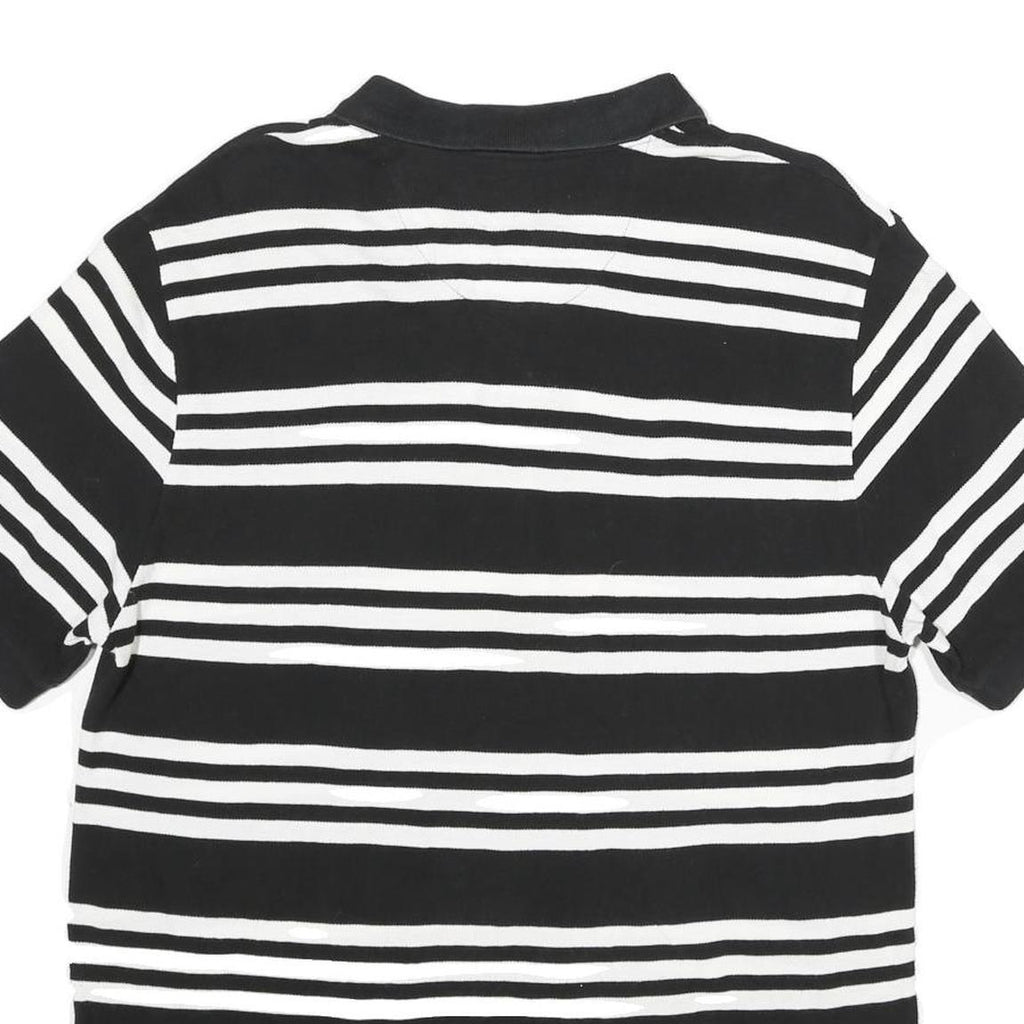 CHAPS Mens Black & White Striped Short Sleeve Polo Shirt L Cotton Casual Summer