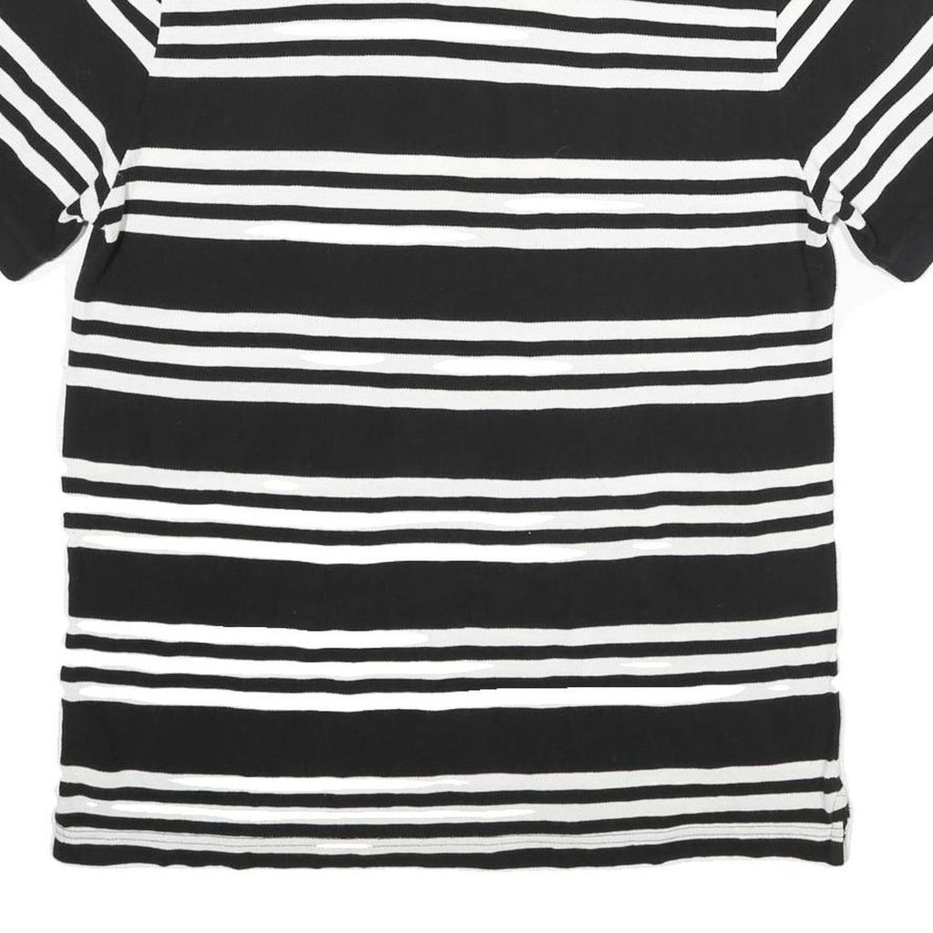 CHAPS Mens Black & White Striped Short Sleeve Polo Shirt L Cotton Casual Summer