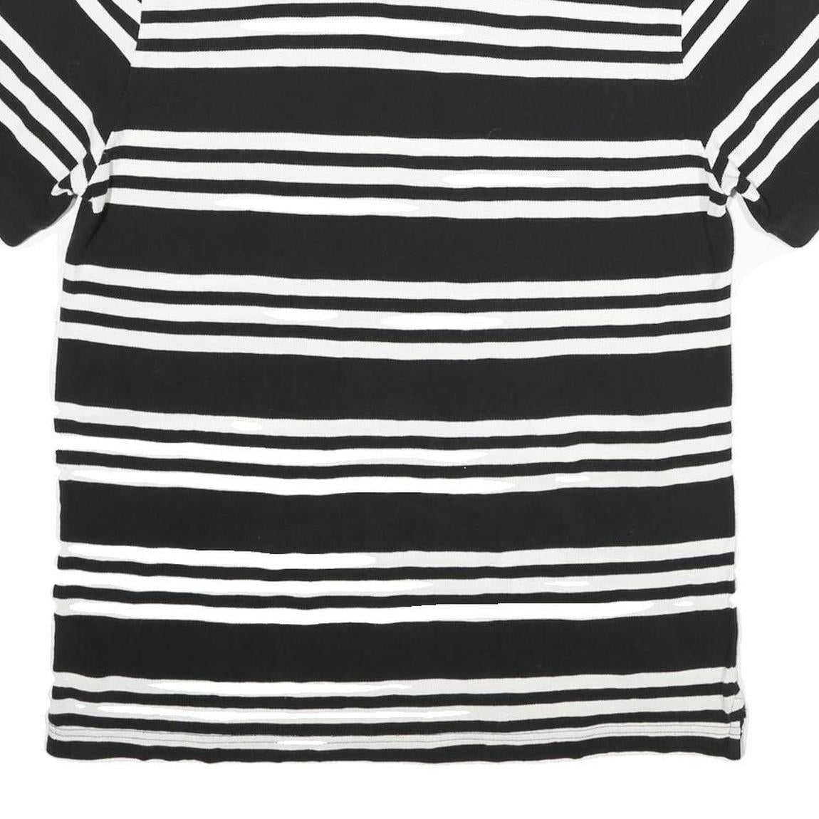 CHAPS Mens Black & White Striped Short Sleeve Polo Shirt L Cotton Casual Summer