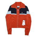 FILA Womens Orange & Navy Colourblock Pattern Zip Up Jumper Crew Neck S Acrylic