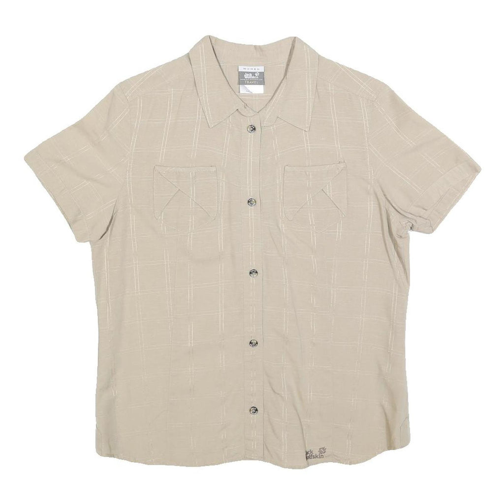 JACK WOLFSKIN Womens Beige Travel Shirt L Lightweight Cotton Blend Summer