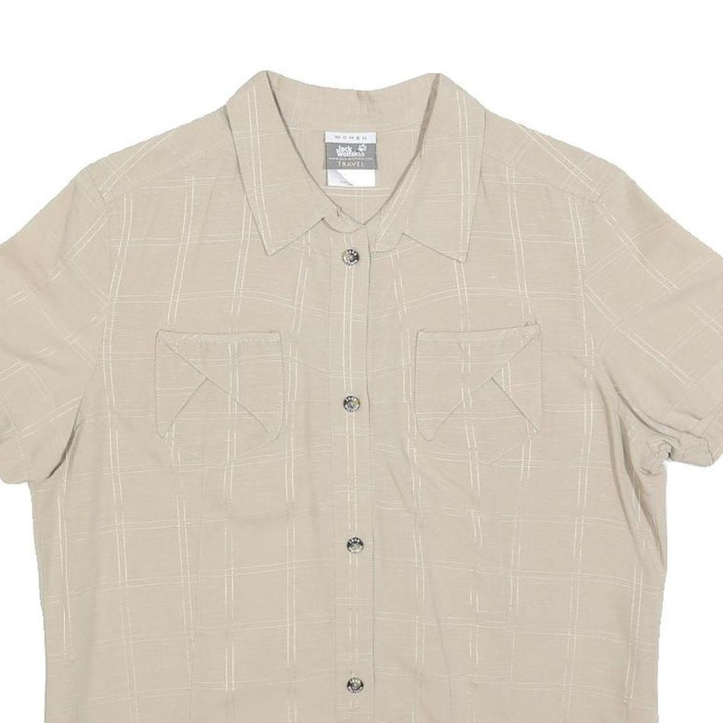 JACK WOLFSKIN Womens Beige Travel Shirt L Lightweight Cotton Blend Summer