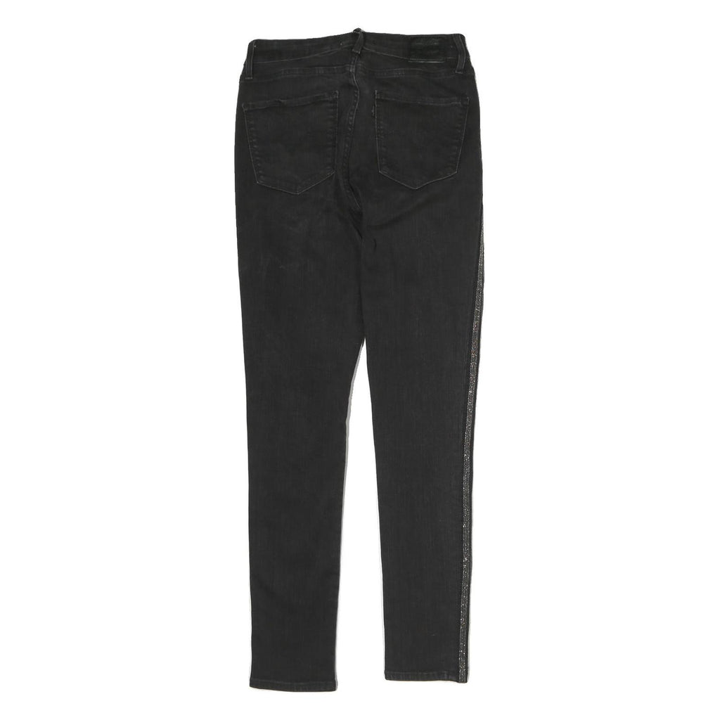 LEVI'S 721 Womens Black Slim Skinny Denim Medium W29 L28 Jeans Zip