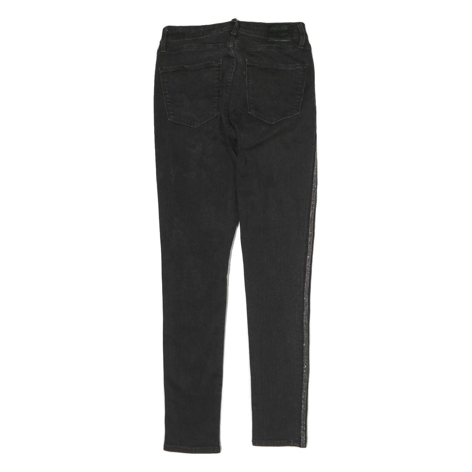 LEVI'S 721 Womens Black Slim Skinny Denim Medium W29 L28 Jeans Zip