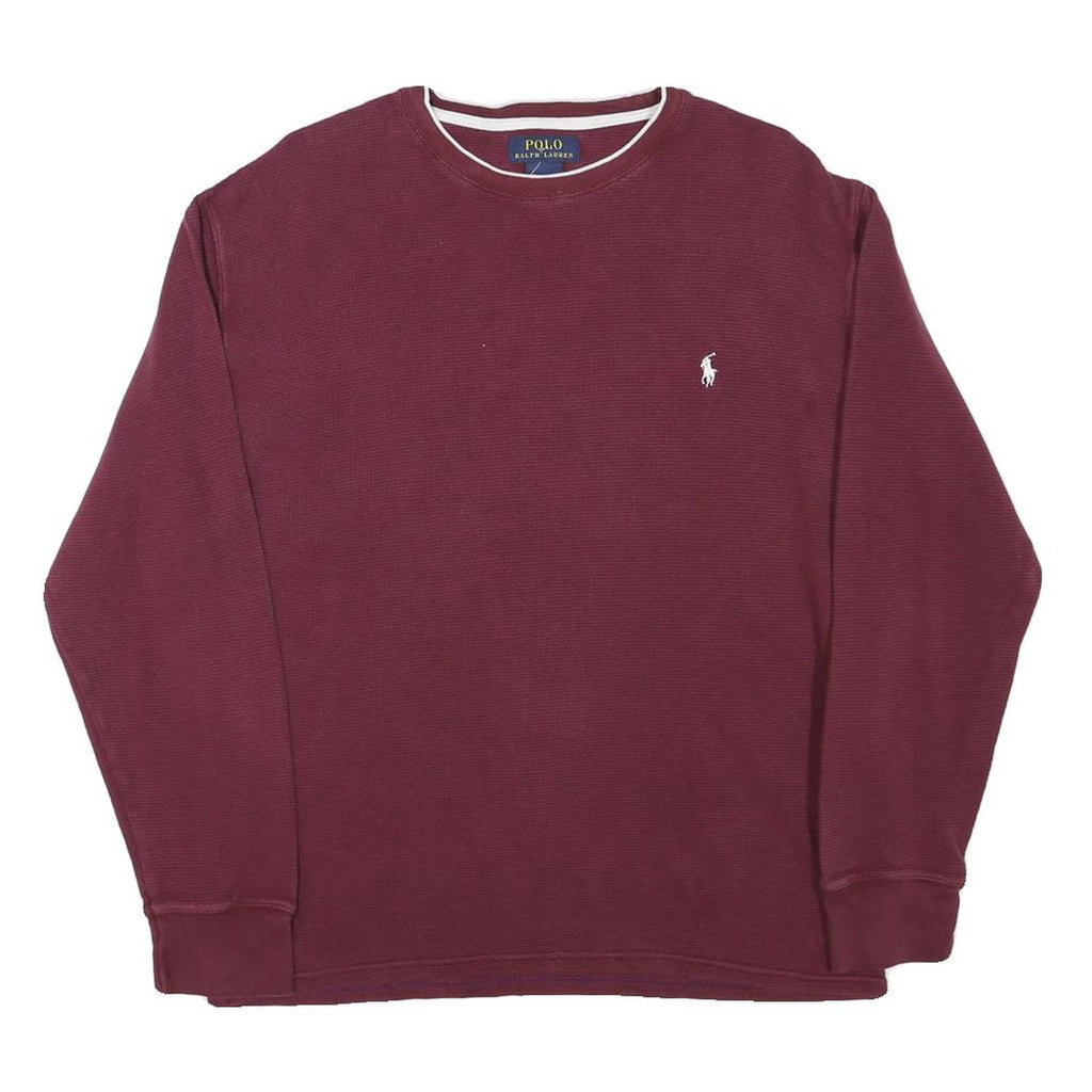 POLO RALPH LAUREN Mens Maroon Plain Cotton Blend Pullover Crew Neck Jumper L