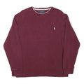 POLO RALPH LAUREN Mens Maroon Plain Cotton Blend Pullover Crew Neck Jumper L