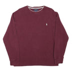 POLO RALPH LAUREN Mens Maroon Plain Cotton Blend Pullover Crew Neck Jumper L