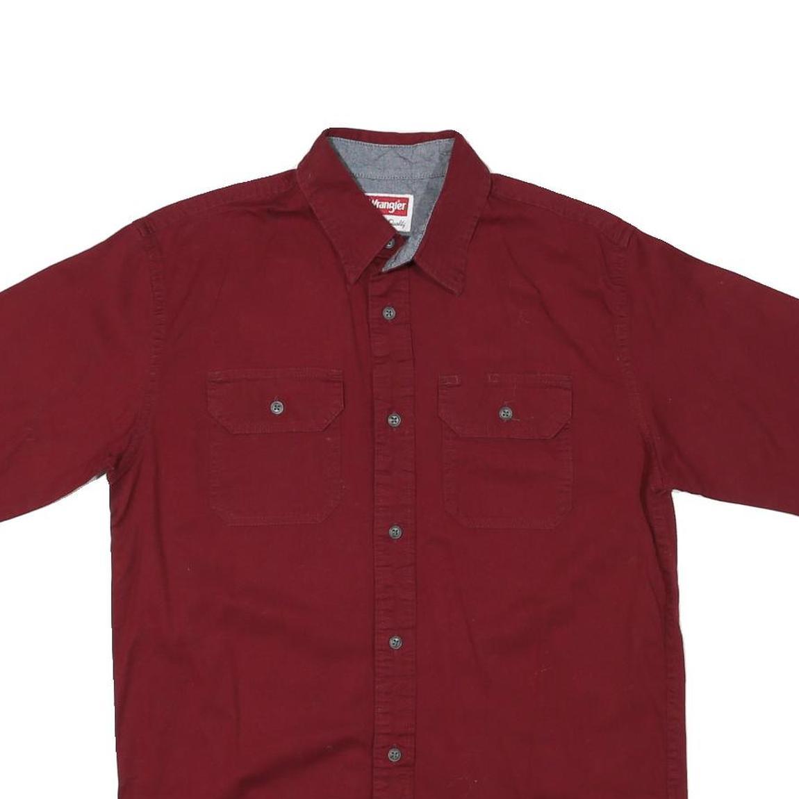 WRANGLER Mens Red Short Sleeve Cotton Blend Shirt S Casual Workwear Button