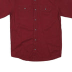 WRANGLER Mens Red Short Sleeve Cotton Blend Shirt S Casual Workwear Button