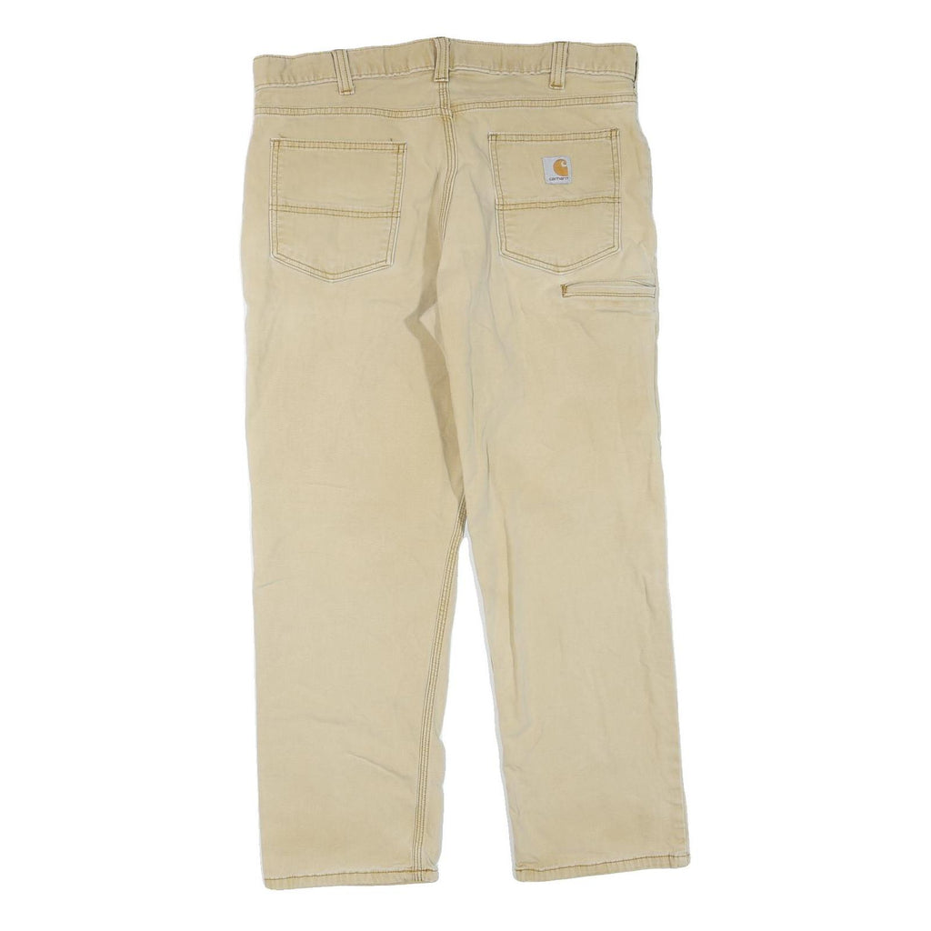 CARHARTT Mens Jeans Beige Regular Straight Denim W36 L30 Cotton Blend Zip