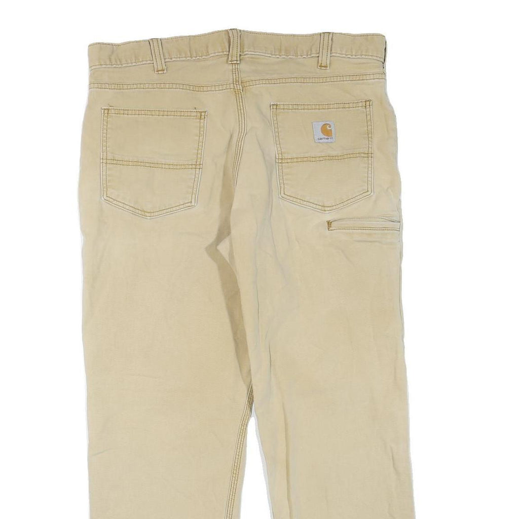 CARHARTT Mens Jeans Beige Regular Straight Denim W36 L30 Cotton Blend Zip