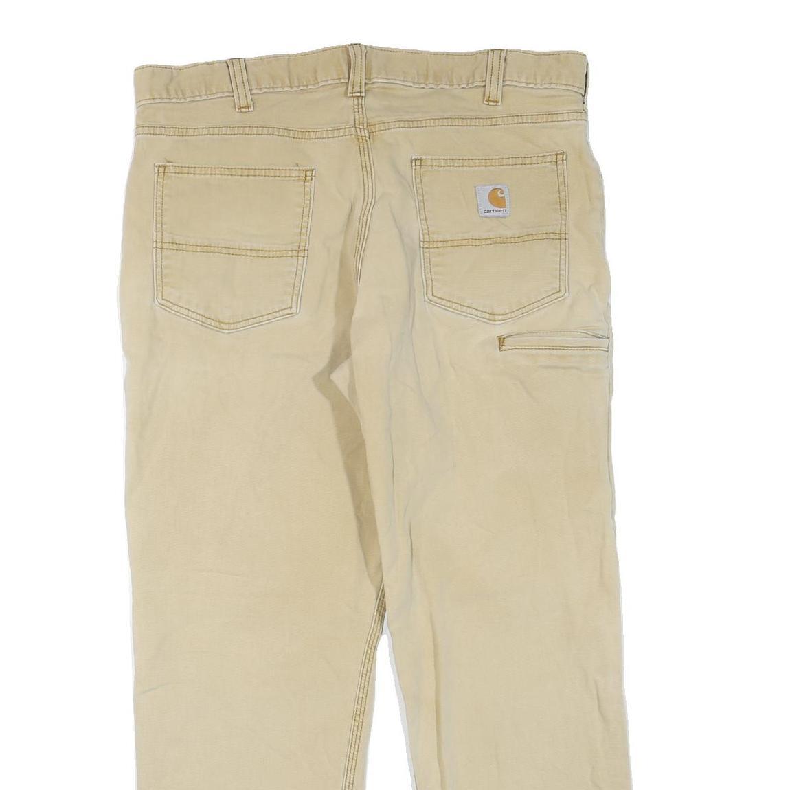 CARHARTT Mens Jeans Beige Regular Straight Denim W36 L30 Cotton Blend Zip