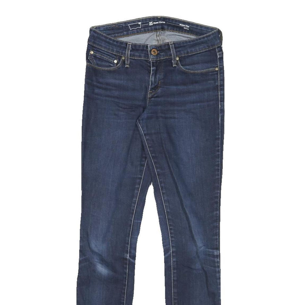 LEVI'S Womens Slim Skinny Denim Medium Blue W25 L29 Cotton Blend Zip Jeans