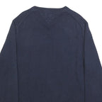 TOMMY HILFIGER Mens Navy Plain Cotton Blend Regular Fit V-Neck Jumper L Classic