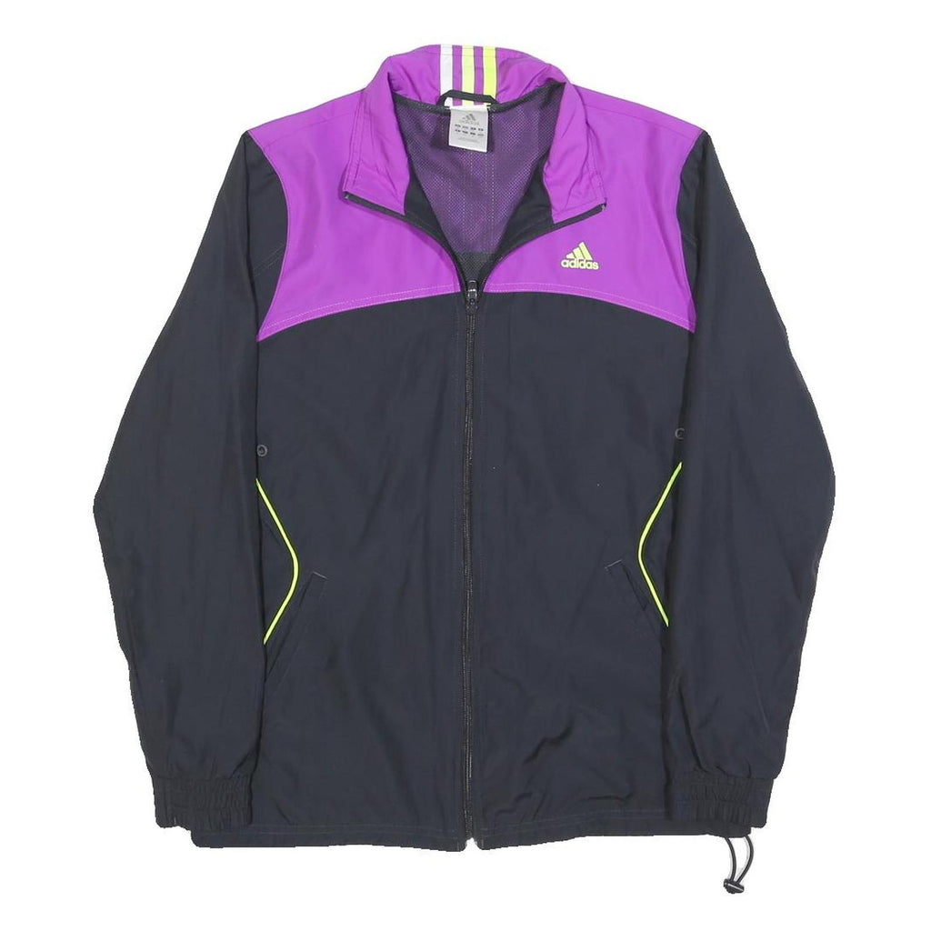 ADIDAS Womens Purple & Black Track Jacket UK 10 Polyester Blend Zip Zip-Up