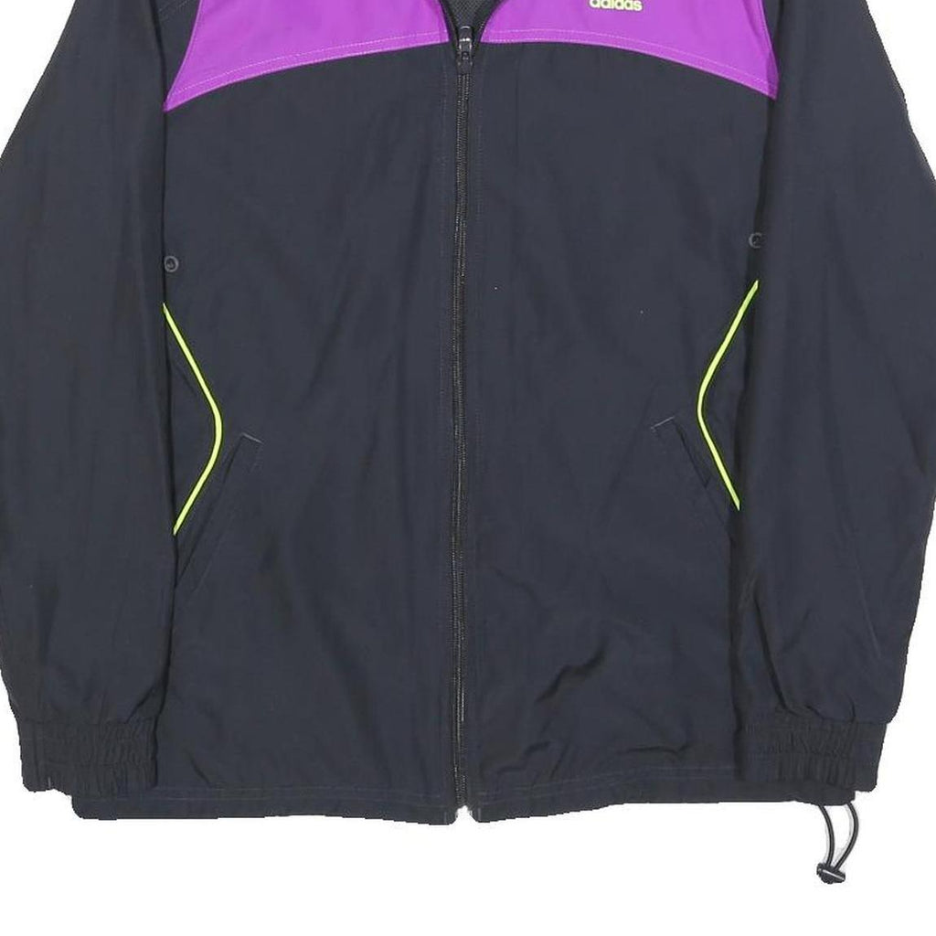ADIDAS Womens Purple & Black Track Jacket UK 10 Polyester Blend Zip Zip-Up