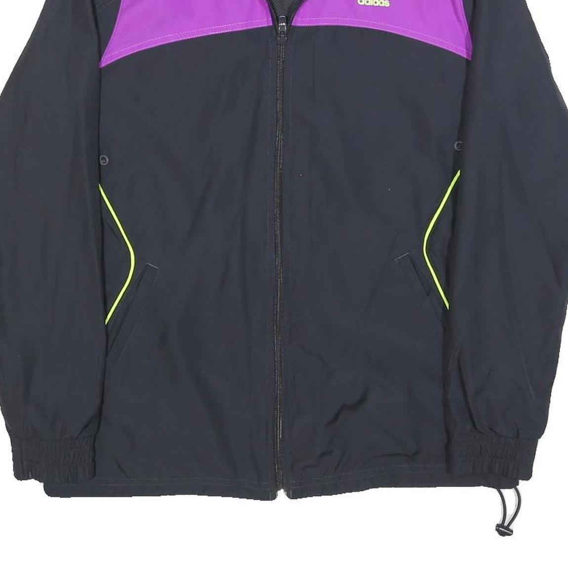 ADIDAS Womens Purple & Black Track Jacket UK 10 Polyester Blend Zip Zip-Up