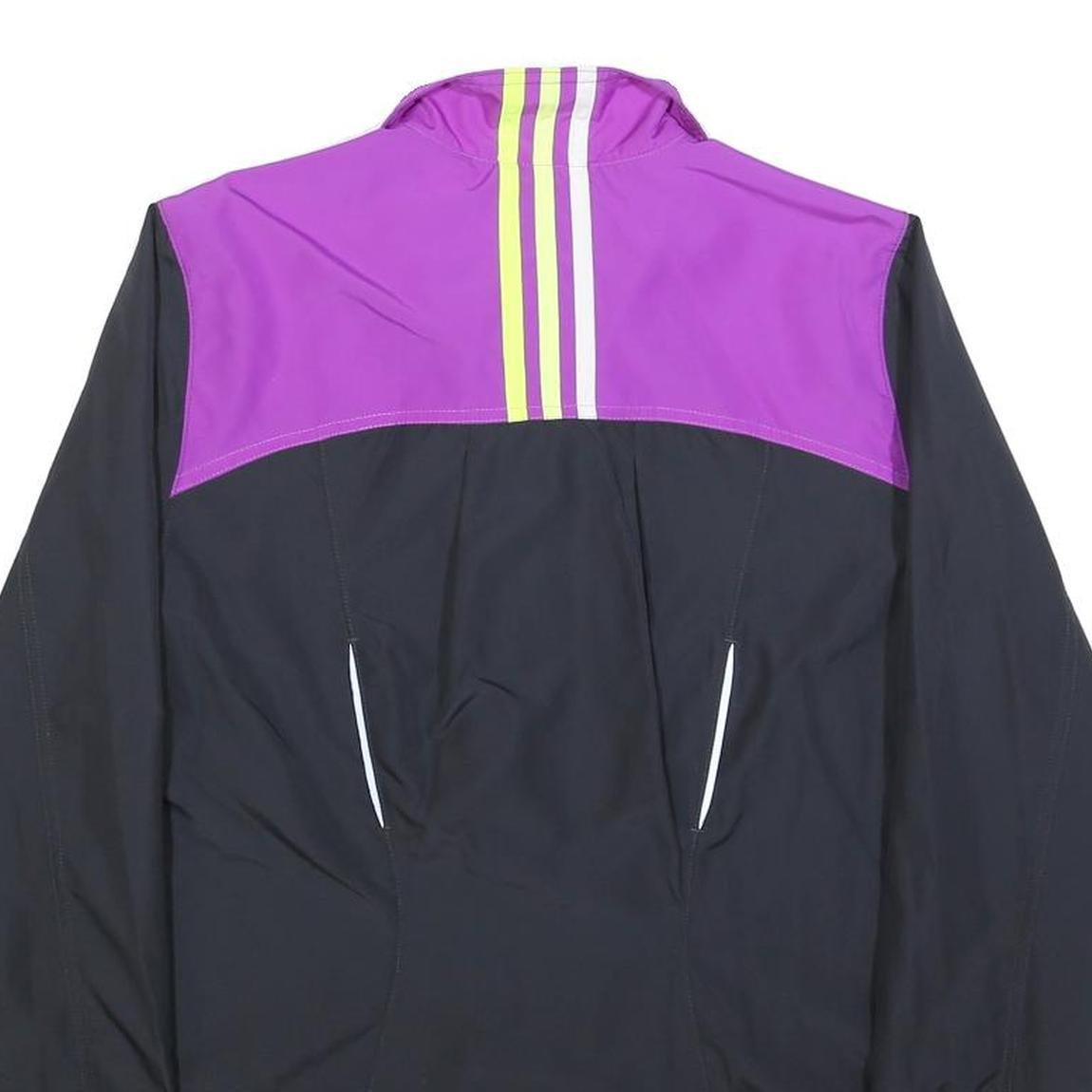 ADIDAS Womens Purple & Black Track Jacket UK 10 Polyester Blend Zip Zip-Up
