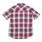 LEVI'S Mens Red Blue & White Check Shirt M Short Sleeve Cotton Casual
