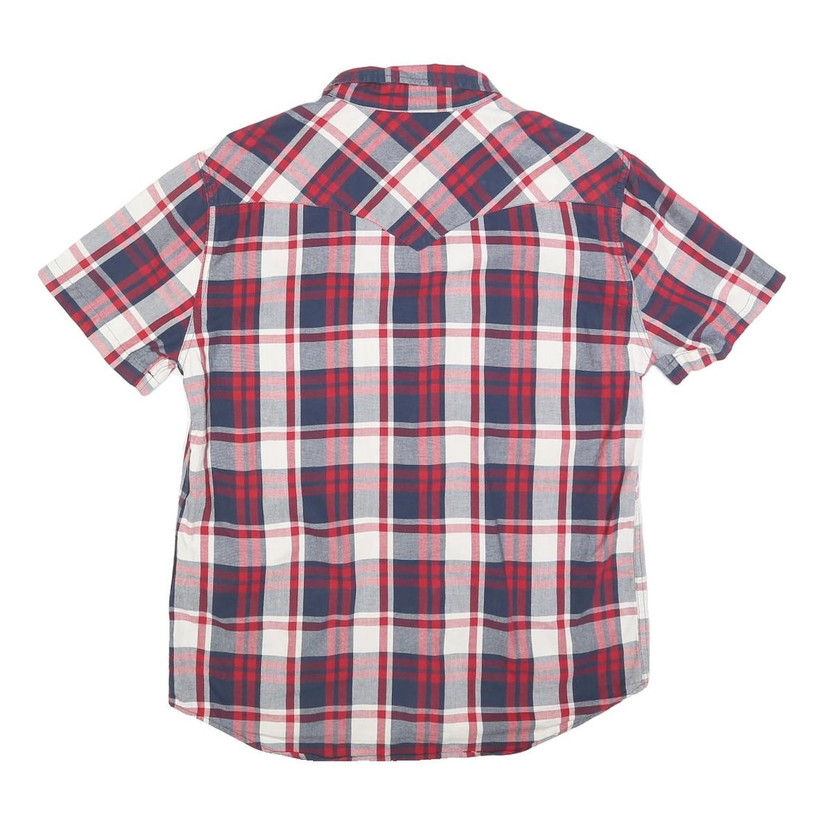 LEVI'S Mens Red Blue & White Check Shirt M Short Sleeve Cotton Casual