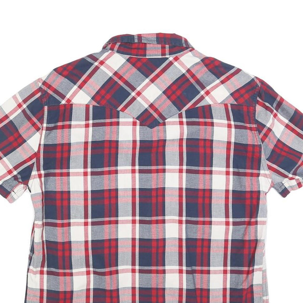 LEVI'S Mens Red Blue & White Check Shirt M Short Sleeve Cotton Casual
