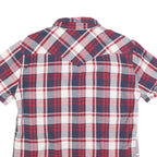 LEVI'S Mens Red Blue & White Check Shirt M Short Sleeve Cotton Casual