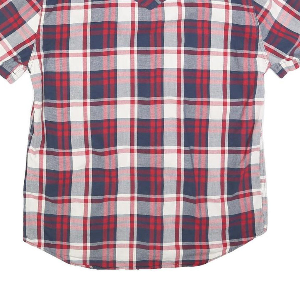 LEVI'S Mens Red Blue & White Check Shirt M Short Sleeve Cotton Casual
