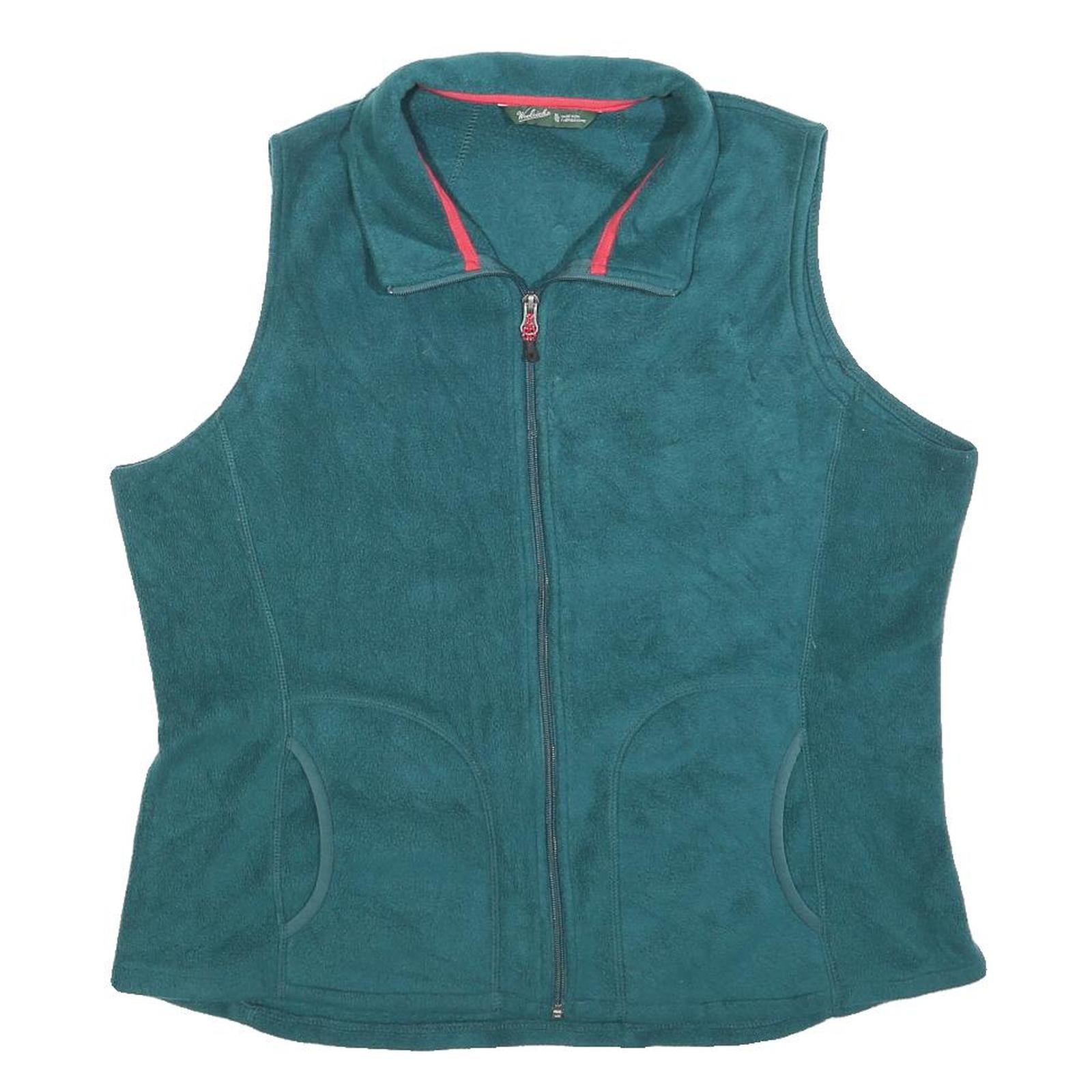 WOOLRICH Womens Green Polyester Fleece Sleeveless Zip XL Outdoor Vest Jacket