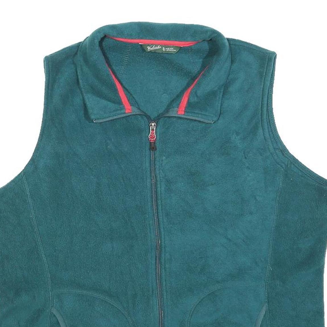 WOOLRICH Womens Green Polyester Fleece Sleeveless Zip XL Outdoor Vest Jacket
