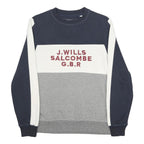JACK WILLS Mens Navy & White & Grey Sweatshirt Crew Neck M J Wills Salcombe