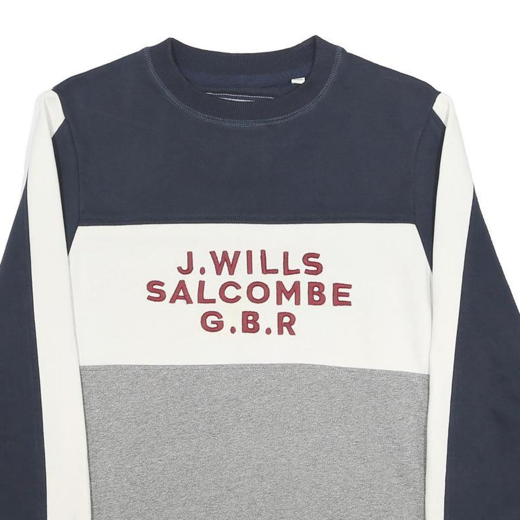 JACK WILLS Mens Navy & White & Grey Sweatshirt Crew Neck M J Wills Salcombe