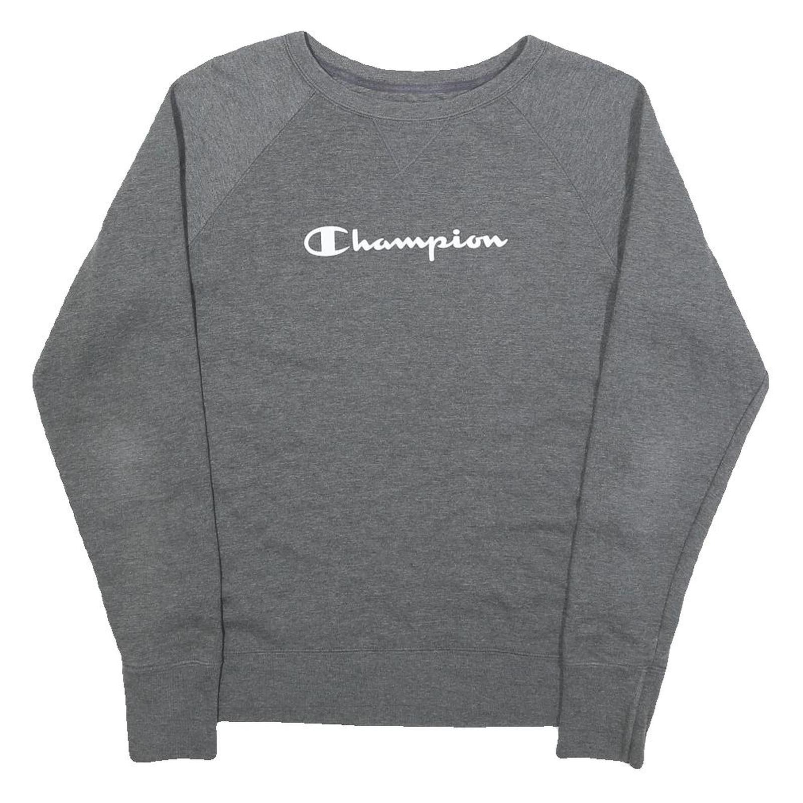 CHAMPION Womens Grey Cotton Blend Crew Neck Sweatshirt M Casual Sportswear