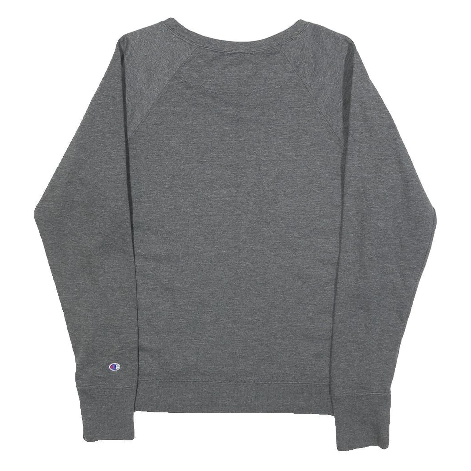 CHAMPION Womens Grey Cotton Blend Crew Neck Sweatshirt M Casual Sportswear