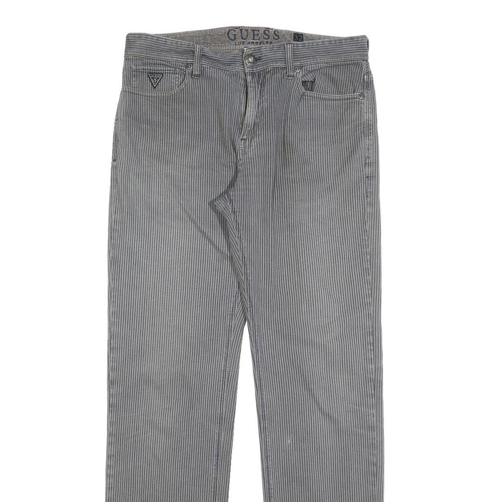 GUESS Mens Regular Fit Straight Leg Denim Light Wash W32 L32 Striped Jeans