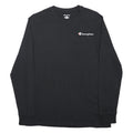 CHAMPION Mens Black Cotton Long Sleeve Crew Neck Logo Print M Top Casual